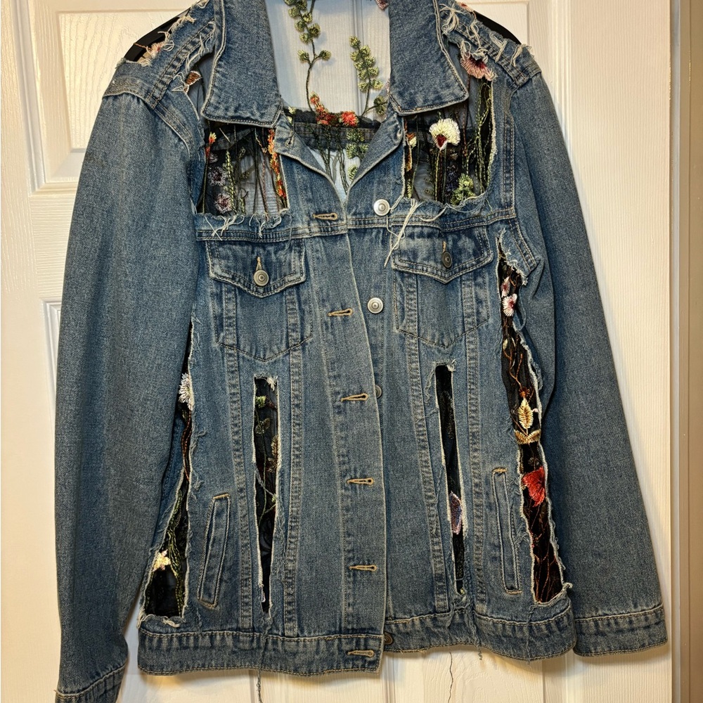 Embroidered Floral Denim Jacket